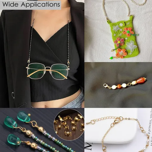 Miniatura 5 de El juego de 1250 accesorios para fabricación de joyas incluye 800 conectores de anillo de salto abierto, 300 puntas de cuentas cubiertas de nudo