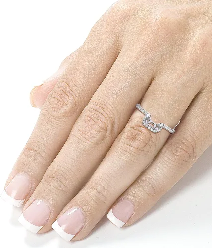 Miniatura 2 de Kobelli Alianza de boda de diamante contorneado de 15 quilates (quilates) en oro blanco de 14 quilates