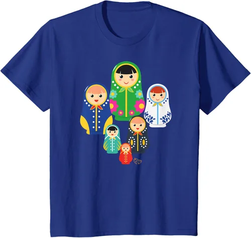 Miniatura 46 de Matryoshka Russian Nesting Dolls, Rusia - Camiseta de regalo, Azul / Patchwork, S