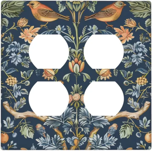 Miniatura 68 de Cubiertas de Salida Triple Basculante con Hojas de Plantas de Eucalipto Azul en Acuarela Floral, Placa Frontal Decorativa de 3 Posiciones, Cubierta