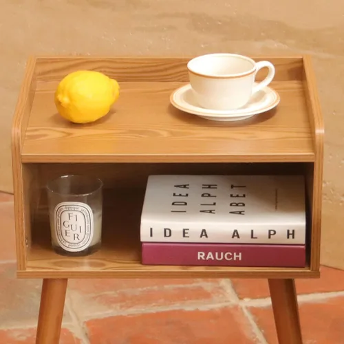 Miniatura 5 de MaxSmeo - Conjunto de 2 mesitas de noche, mesa auxiliar de estilo moderno de mediados de siglo para dormitorio con almacenamiento, pequeño juego