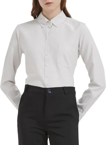 Miniatura 2 de Camisa con botones para mujer de manga larga Oxford camisa de algodón de corte clásico, blusa de trabajo resistente a las arrugas