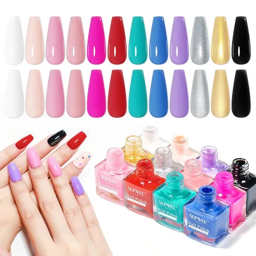 Miniatura 9 de Juego de esmaltes de uñas de 12 colores, secado rápido, esmalte de uñas natural natural rosa nude sin gel, esmalte de uñas de secado rápido