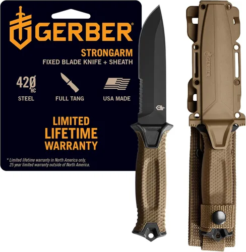 Miniatura 11 de Gerber Gear StrongArm - Cuchilla fija, cuchillo de espiga completa, cuchillo de campamento con múltiples opciones de transporte, fabricado