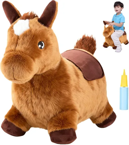 Miniatura 9 de INPANY Juguetes Saltarines de Vaca Animales de Granja para Regalos de Niña de 2 Años, Caballo Saltarín Inflable de Peluche para Niños, Montable Toro