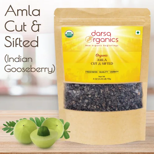 Miniatura 3 de Darsa Organics Seco Amla Indian Gooseberry 4oz – Fruta Amla orgánica cortada y tamizada – Certificado USDA sin OMG, vegano, Kosher y sin gluten