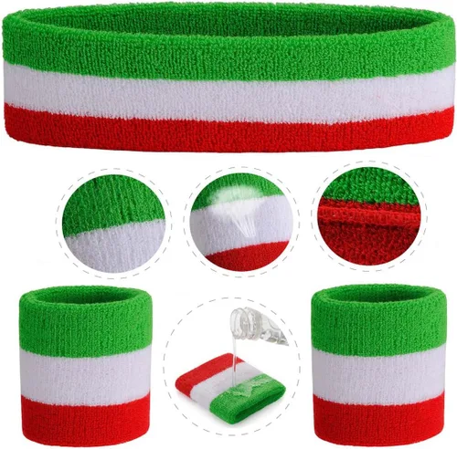 Miniatura 146 de ONUPGO - Conjunto de diadema y muñequeras deportivas para el sudor, hechas de algodón con bucles, muñequeras, contra humedad