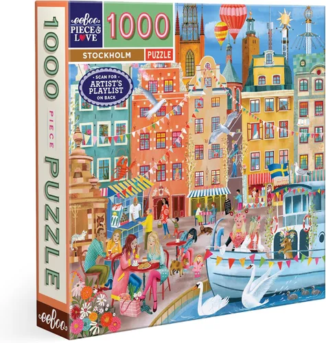 Miniatura 9 de eeBoo Berlin Life - Rompecabezas de 1000 piezas para adultos, cuadrado de 23 x 23 pulgadas, fabricado con tablero reciclado y tinta a base