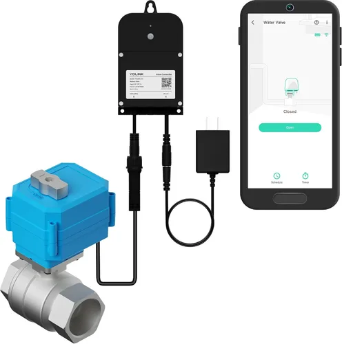 Miniatura 11 de Kit de control de válvula inteligente inalámbrico YoLink, válvula motorizada de acero inoxidable certificada NSF de 1/2", controlador inalámbrico 2