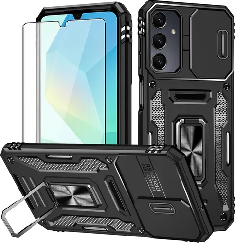 Miniatura 10 de Para Samsung Galaxy A16 5G Funda con Protector de Pantalla y con Cubierta de Cámara, Soporte Giratório de 360° Grado Militar (Resistente) Protector