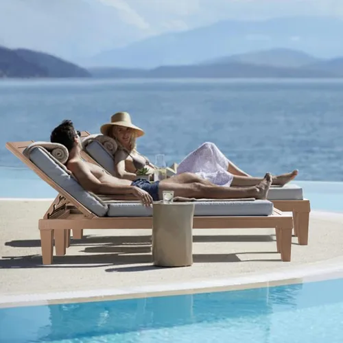 Miniatura 8 de HOOYEAH Tumbona para exteriores, 4 piezas, silla de piscina ajustable con respaldo de 5 posiciones, tumbonas impermeables, silla duradera para Gris