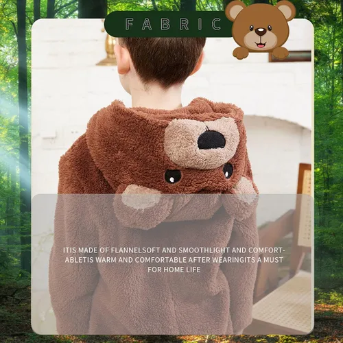 Miniatura 6 de COSUSKET Disfraz de oso marrón de franela de ajuste cómodo para niños, pijamas de animal para niños y niñas, regalos