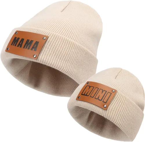 Miniatura 24 de Gorro para padres e hijos,Madre y bebé hija/hijo gorro de punto cálido de invierno,Gorro suave para niños