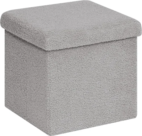 Miniatura 33 de PINPLUS Otomanas otomanas de almacenamiento con forma cuadrada con reposapiés de almacenamiento para sala de estar, asiento otomano Boucle para Negro
