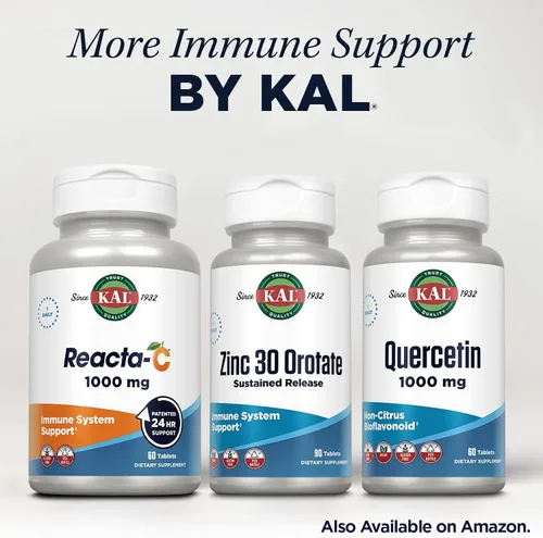Miniatura 6 de KAL Orotato de zinc 30 mg, liberación sostenida, tabletas de zinc quelatado, suplemento de apoyo inmunológico, síntesis de proteínas, metabolismo