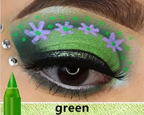 Miniatura 2 de Go Ho Juego de lápices de sombra de ojos verdes de 4 colores, kit de lápiz delineador de ojos metálico, mate y brillante, barra de sombra de ojos