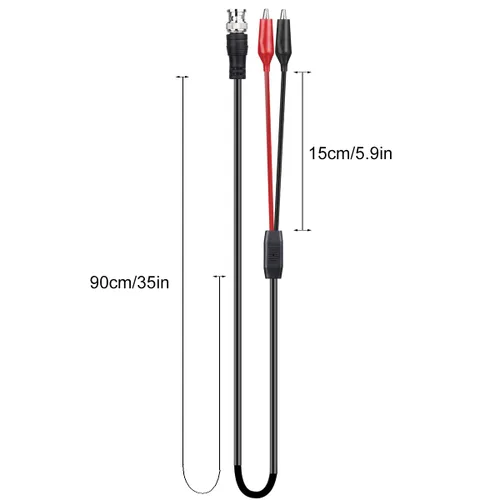 Miniatura 2 de Clyxgs BNC - Sonda de cable de prueba de clip de cocodrilo doble, sonda de osciloscopio BNC a clip de cocodrilo de 36.2 in (5 unidades)
