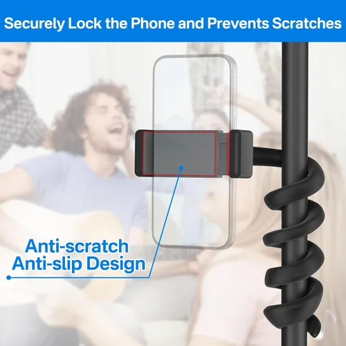 Miniatura 8 de Soporte universal para micrófono para soporte de micrófono, se adapta a la mayoría de teléfonos inteligentes de 3.5 a 7.5 pulgadas, soporte flexible