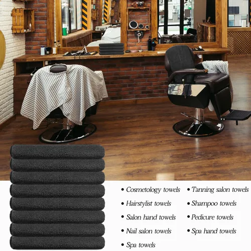 Miniatura 6 de Panelee 36 paquetes de toallas de microfibra absorbentes a prueba de blanqueador, resistentes a la decoloración, toallas de mano para gimnasio, Negro
