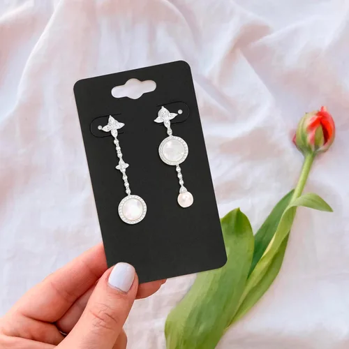Miniatura 7 de joycraft 100 tarjetas de aretes con 6 agujeros, tarjetas negras de 2 x 3.5 pulgadas, etiquetas de exhibición de joyas de papel en blanco para Negro