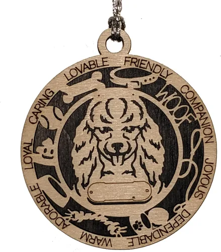 Miniatura 25 de Adorno de Navidad personalizado de madera para perro de 3 pulgadas, nombre y texto personalizables, hecho a mano en Estados Unidos, diseño de corte