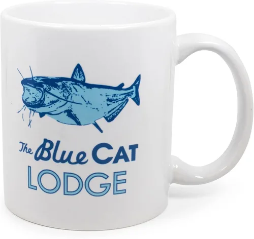 Surreal Entertainment Exclusiva taza de café de cerámica blanca con logotipo de gato azul de Ozark, colección oficial de televisión, juego de cocina