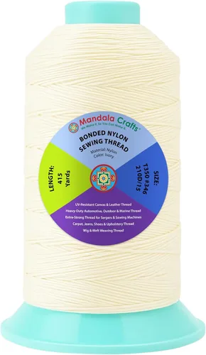 Miniatura 178 de Mandala Crafts - Hilo de nailon para coser cuero, tapicería, mezclilla y para trenzar el pelo; resistente, 1500 yardas, tamaño 69 T70 Marrón