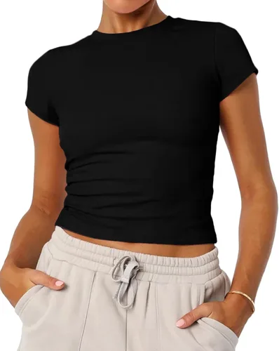 Miniatura 17 de Camisetas básicas de manga corta con cuello redondo para mujer de verano Y2K, lindas para salir, camisetas estilo bebé