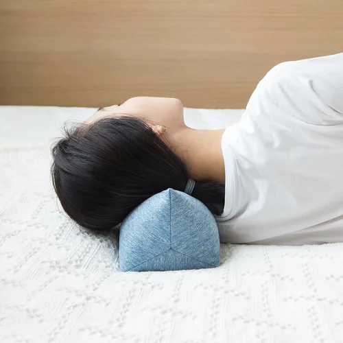 Miniatura 3 de Almohada de apoyo para el cuello de trigo sarraceno, almohada cilíndrica cervical, almohada ajustable de cáscaras de trigo sarraceno, alivio del Azul
