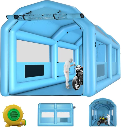 XHYCPY Cabina de pulverización inflable de 13.5 x 8.5 x 8.5 pies, tienda de campaña inflable portátil con soplador de 750 W y sistema de filtro de