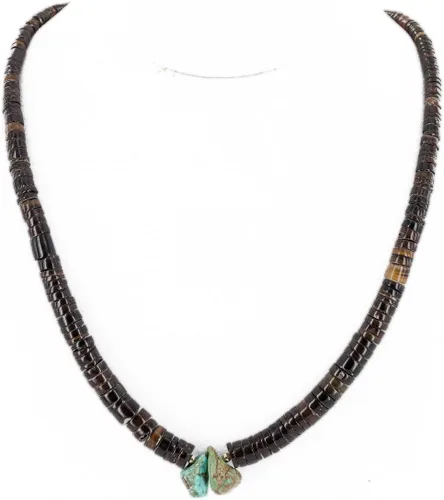 Miniatura 5 de $300Tag Collar de plata certificada Navajo graduado turquesa nativo americano 16062-1 Hecho por Loma Siiva, Metal Piedra, turquesa estabilizada