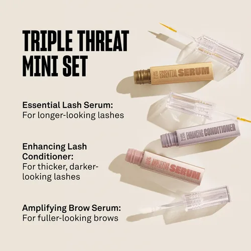 Miniatura 3 de Set Mini Triple Threat de Babe Original, Incluye Suero Esencial para Pestañas Babe Lash y Acondicionador Potenciador + Suero Amplificador para Cejas