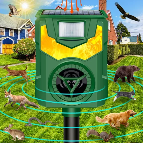 Repelente solar de animales para exteriores, repelente ultrasónico de animales 2025, repelente de gatos al aire libre, repelente de ardillas con