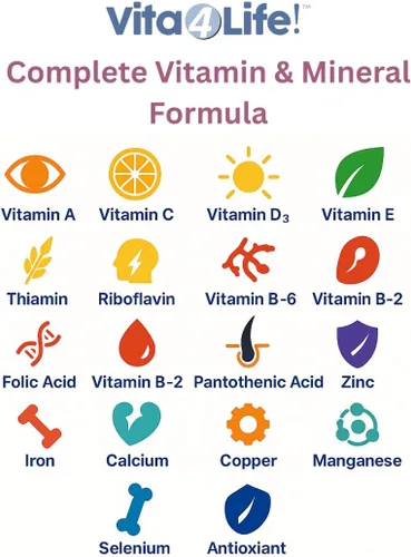Miniatura 5 de Vita4Life! Fórmula multi-estándar • Complejo completo de vitaminas y minerales • 360 cápsulas • Cápsulas vegetales de disolución rápida • Sin