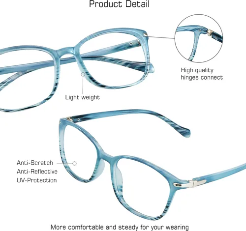 Miniatura 2 de Lentes con bloqueo de luz azul, antifatiga, antirreflejo, adecuados para lectura, computadora, televisión, elegante montura cuadrada, unisex