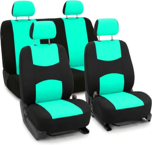 Miniatura 18 de FH Group Juego completo de fundas de asiento de automóvil de tela plana, color beige combo, diseño de fundas de asiento de automóvil pequeño