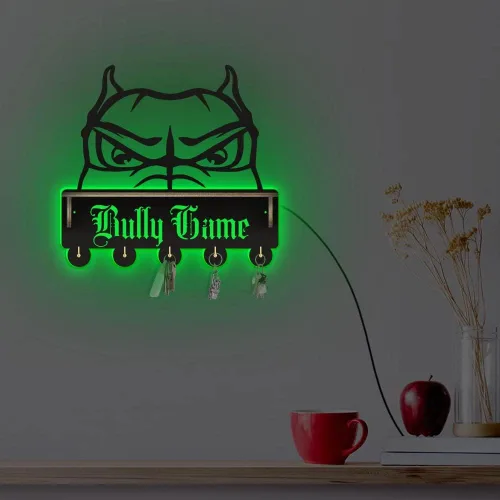 Miniatura 7 de The Geeky Days Peeking American Bully Head - Estante organizador de llaves con 5 ganchos, moderno organizador de entrada que brilla en la oscuridad