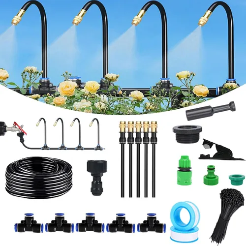 Sistema de riego automático de jardín curvado de 360°, kit de riego por goteo, sistema automático de riego por goteo, sistema de riego de jardín,
