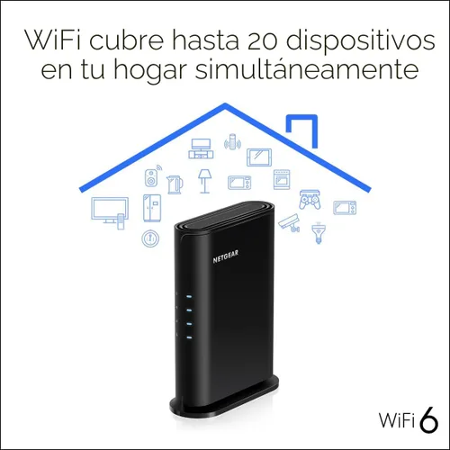 Miniatura 6 de NETGEAR Enrutador WiFi 6 de 4 flujos (R6700AX): solo enrutador, velocidad inalámbrica AX1800 (hasta 1.8 Gbps), cubre hasta 1500 pies cuadrados, 20