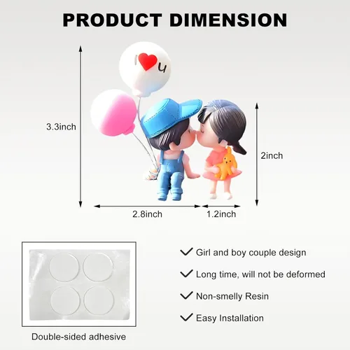 Miniatura 2 de DXNQ Lindas decoraciones de tablero de automóvil para parejas, preciosas figuras de dibujos animados de besos, adorno de automóvil