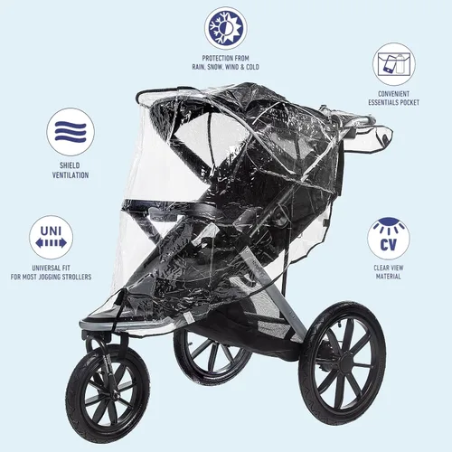 Miniatura 4 de Jeep Protector de lluvia para cochecito de correr, tamaño universal para adaptarse a la mayoría de cochecitos de correr, impermeable, resistente al