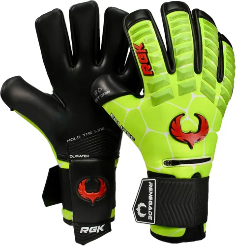 Guantes profesionales de portero de fútbol Renegade GK Eclipse (tallas 6-12, nivel 5) Fingersaves y agarre EXT de 4 + 0.118 mm con sede en EE. UU
