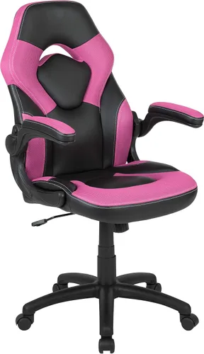 Miniatura 20 de Flash Furniture X10 LeatherSoft - Silla de juegos con respaldo alto estilo carreras con brazos abatibles, silla giratoria ergonómica acolchada