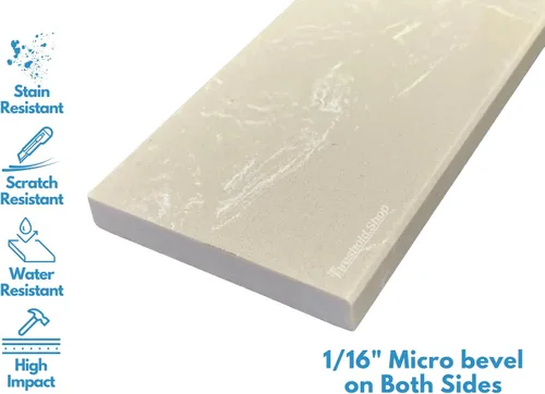 Miniatura 2 de Borde de ducha de 60 pulgadas Umbral de mármol de ingeniería beige para sistemas de bandeja de ducha Schluter Kerdi y azulejos Redi