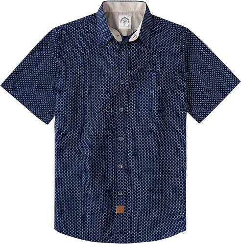 Miniatura 32 de Dubinik® Camisas de manga corta con botones para hombre, 100% algodón, a cuadros, camisas casuales con bolsillo