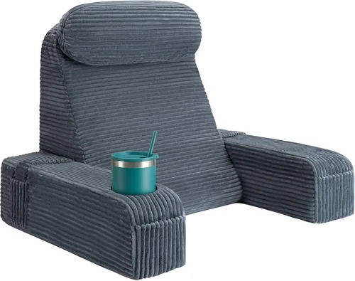 Miniatura 22 de Almohada de lectura para adultos, almohada de espalda para sentarse en la cama, almohada de respaldo para sentarse en la cama, brazos desmontables