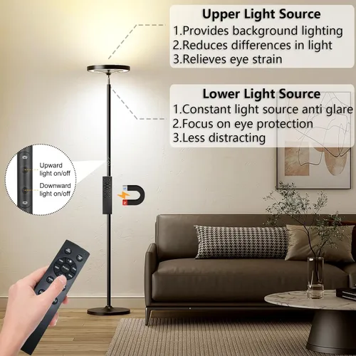 Miniatura 3 de Keepsmile Lámpara de pie de iluminación doble cara LED con aplicación inteligente 36W/2600LM lámpara de pie alta brillante RGB lámpara de pie