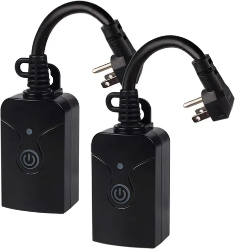 Enchufe WiFi inteligente para exteriores, temporizador Wi-Fi resistente HBN con una toma de tierra, control remoto inalámbrico por aplicación
