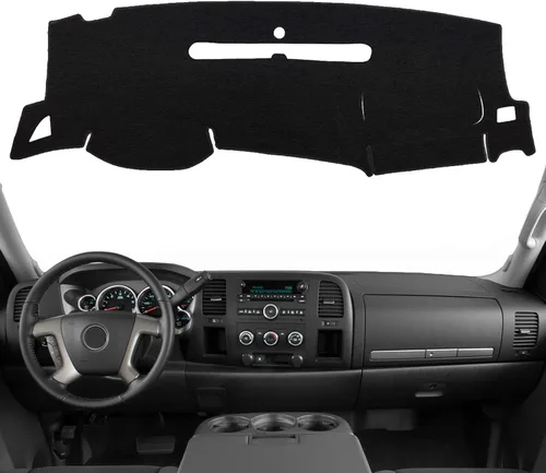 Miniatura 7 de POSAID Cubierta de Tablero de Instrumentos Tapete Alfombrilla para Chevrolet Silverado GMC Sierra 1999-2006, Chevy Avalanche Tahoe Suburban GMC Negro