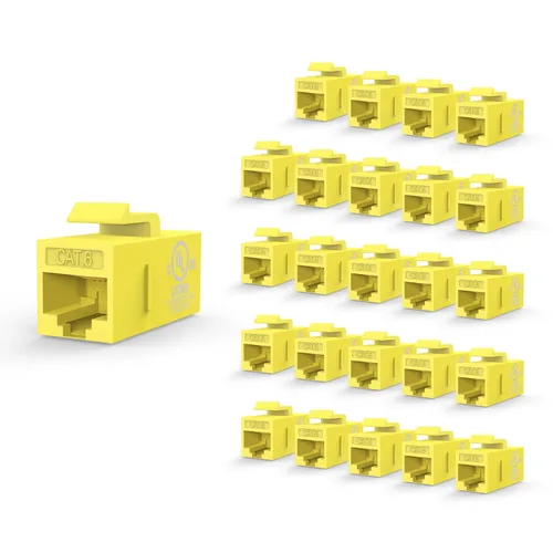 Miniatura 8 de VCE Paquete de 25 acopladores Keystone RJ45 CAT6 con certificación UL, acoplador hembra a hembra, acoplador en línea UTP CAT6 Keystone blanco